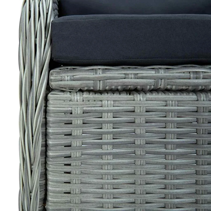 Chaise inclinable de jardin coussins Résine tressée Gris clair - 5