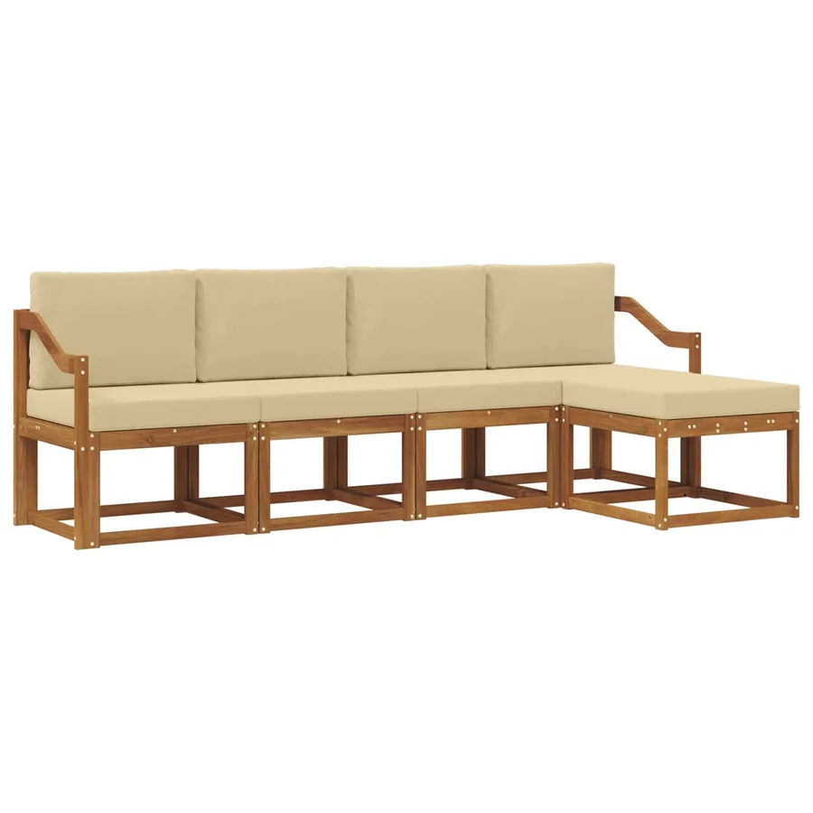 Ensemble de canapés d'extérieur 5 pcs Naturel et Beige - 2
