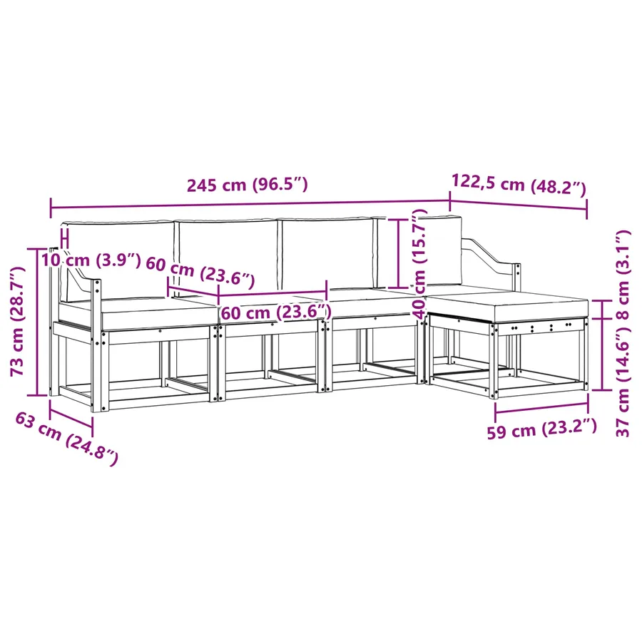 Ensemble de canapés d'extérieur 5 pcs Naturel et Beige - 8