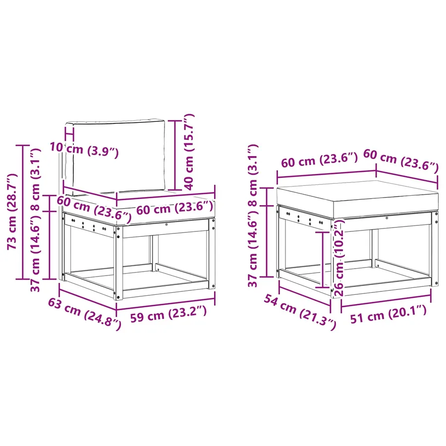 Ensemble de canapés d'extérieur 5 pcs Gris Naturel et Clair - 9