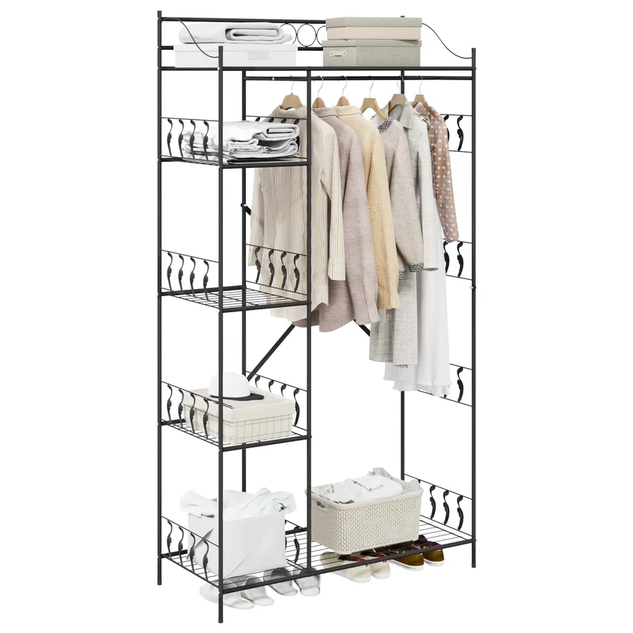 Armoire Ouverte avec étagère Noir 101 x 43 x 188 cm Acier - 3