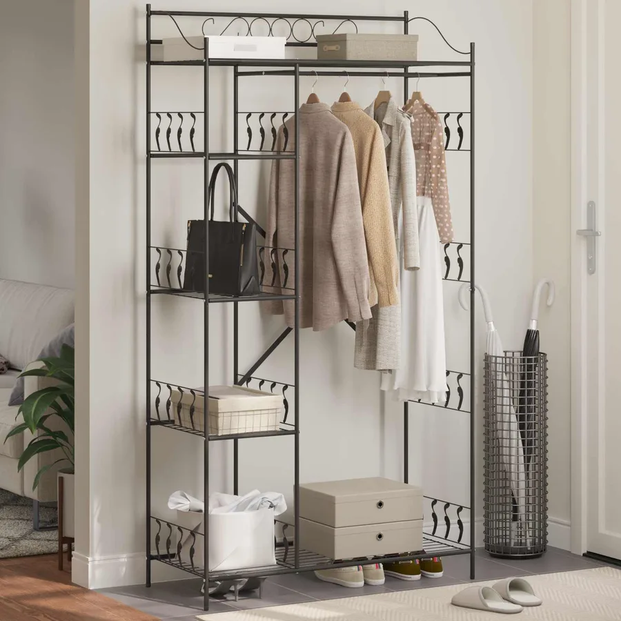 Armoire Ouverte avec étagère Noir 101 x 43 x 188 cm Acier - 4