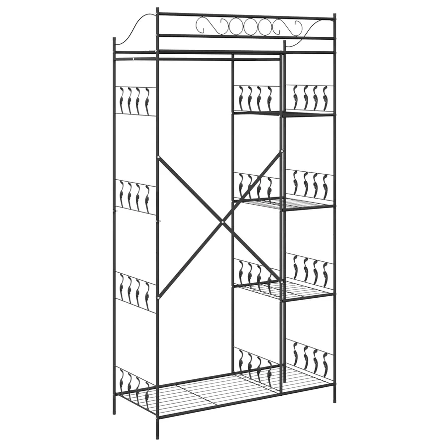 Armoire Ouverte avec étagère Noir 101 x 43 x 188 cm Acier - 7