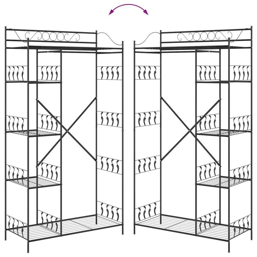 Armoire Ouverte avec étagère Noir 101 x 43 x 188 cm Acier - 9