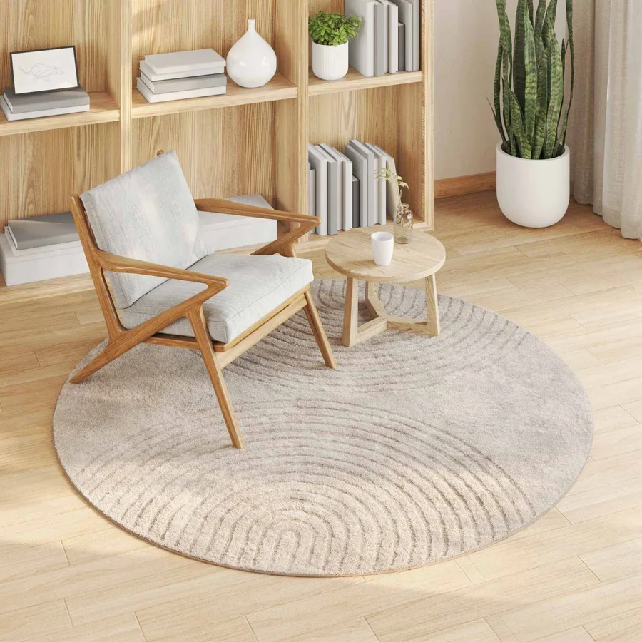 Tapis de surface Rond GALATI Beige Ø 160 CM Polyester - 3