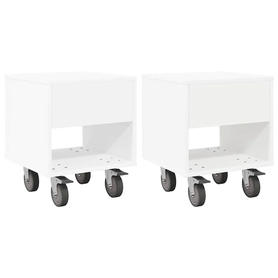 Table de chevet 2 pcs Blanc 40,5 x 40 x 48 cm Bois d'ingénierie - 2