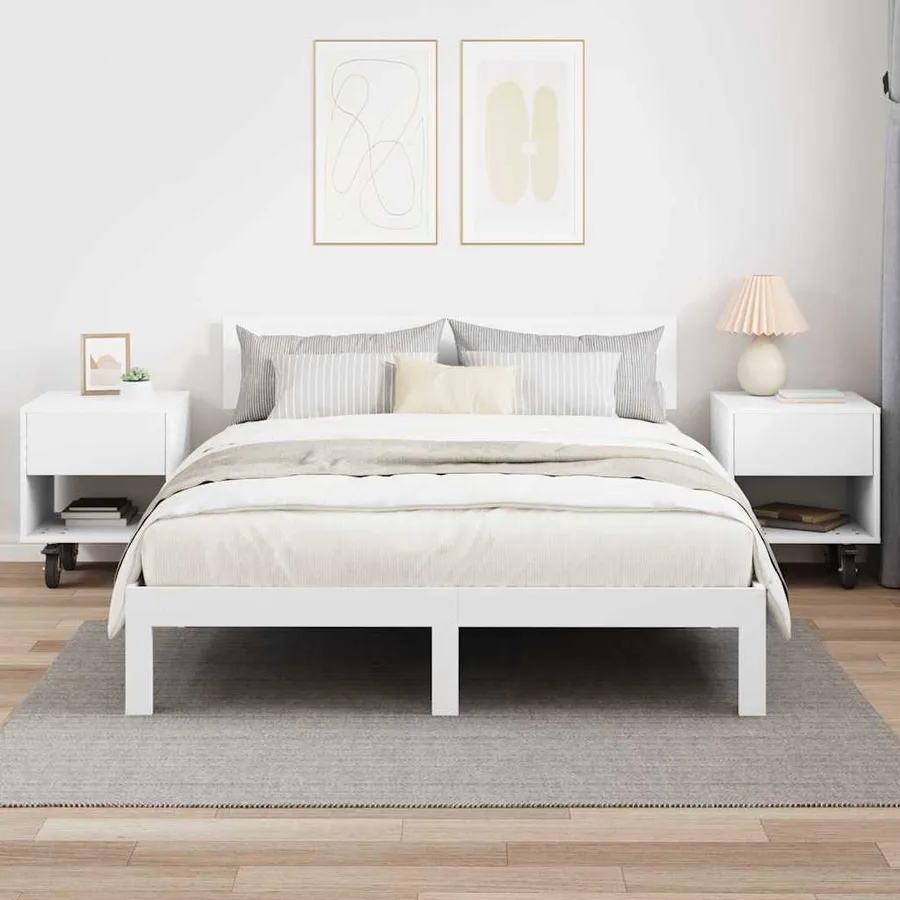 Table de chevet 2 pcs Blanc 40,5 x 40 x 48 cm Bois d'ingénierie - 4