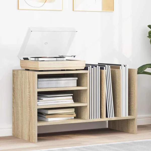 Meuble à vinyles avec étagère Chêne Sonoma 78,5 x 35 x 45 cm