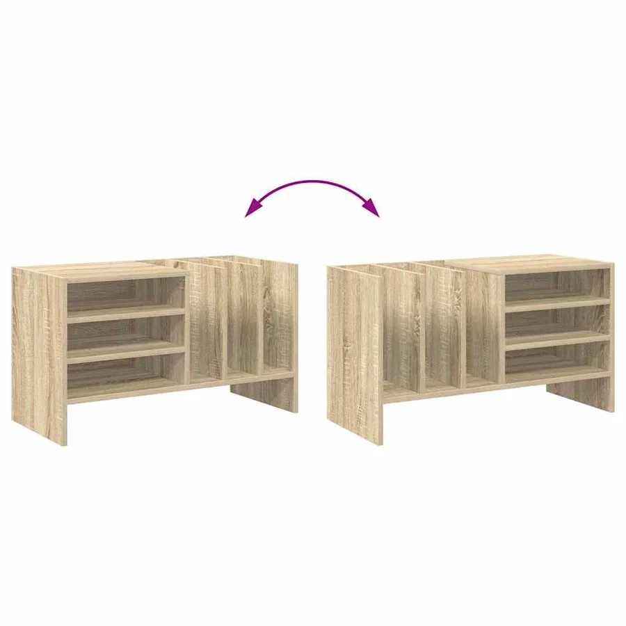 Meuble à vinyles avec étagère Chêne Sonoma 78,5 x 35 x 45 cm - 8