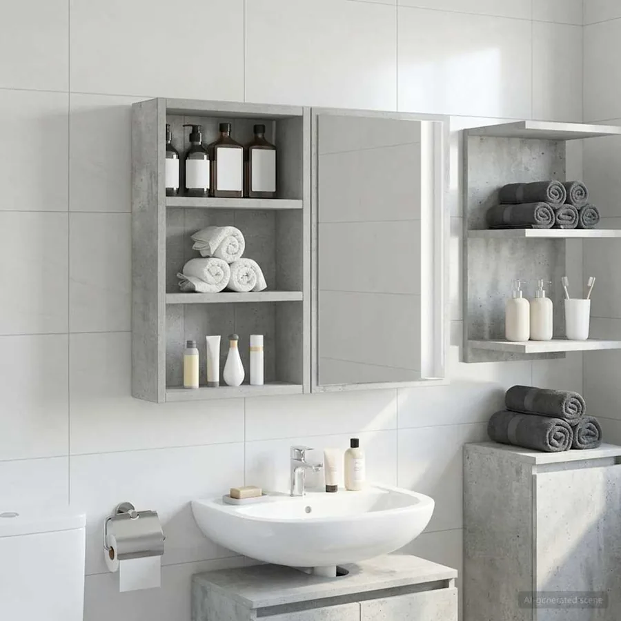 Armoire murale de salle de bain Gris Béton 30 x 10 x 50 cm