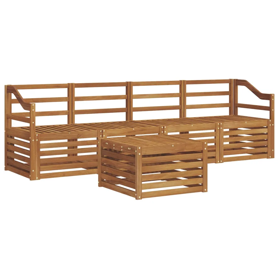 Ensembles de canapés 5 pcs Naturel Bois d'Acacia Massif - 2