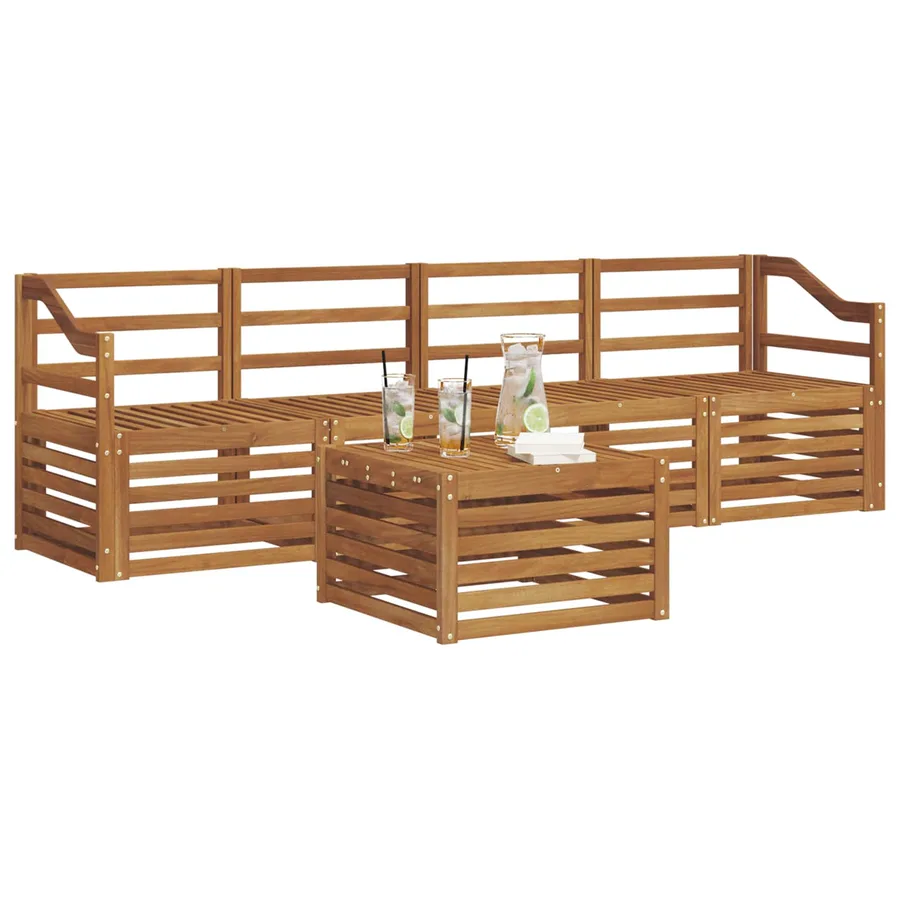 Ensembles de canapés 5 pcs Naturel Bois d'Acacia Massif - 3