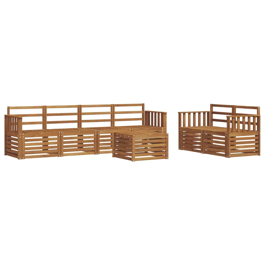 Ensemble de canapés d'extérieur 7 pcs Naturel - 2