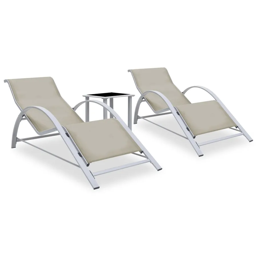 Chaises longues lot de 2 avec table aluminium noir - 14