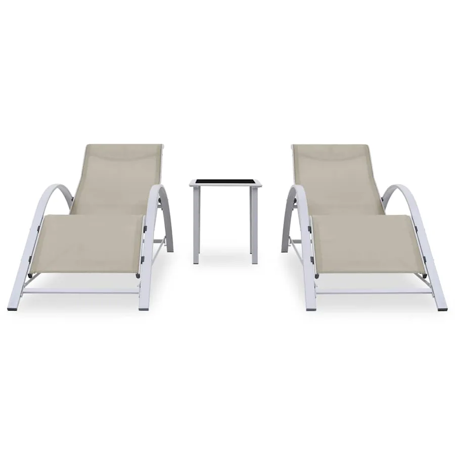 Chaises longues lot de 2 avec table aluminium noir - 15