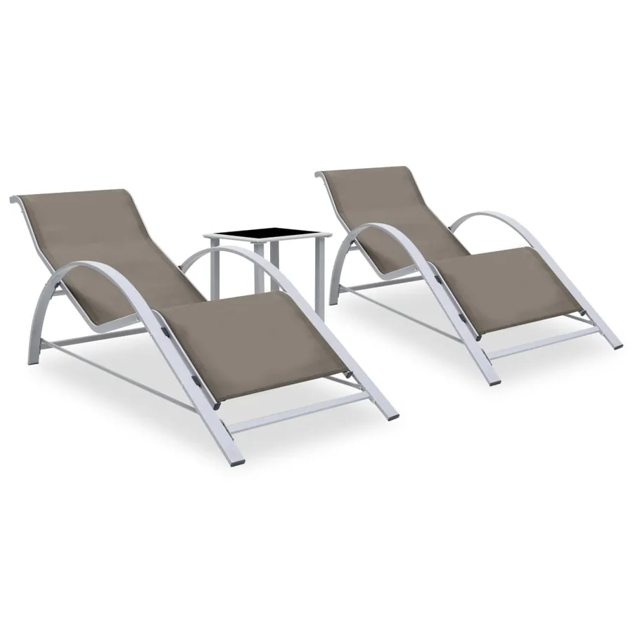 Chaises longues lot de 2 avec table aluminium noir - 27