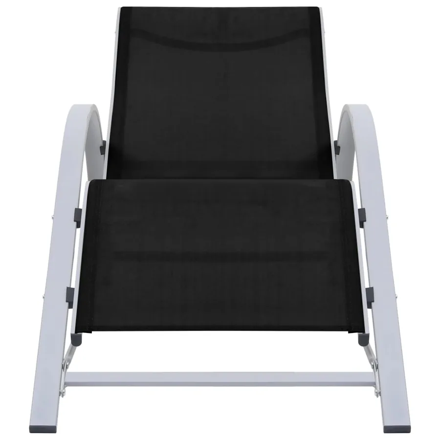 Chaises longues lot de 2 avec table aluminium noir - 3
