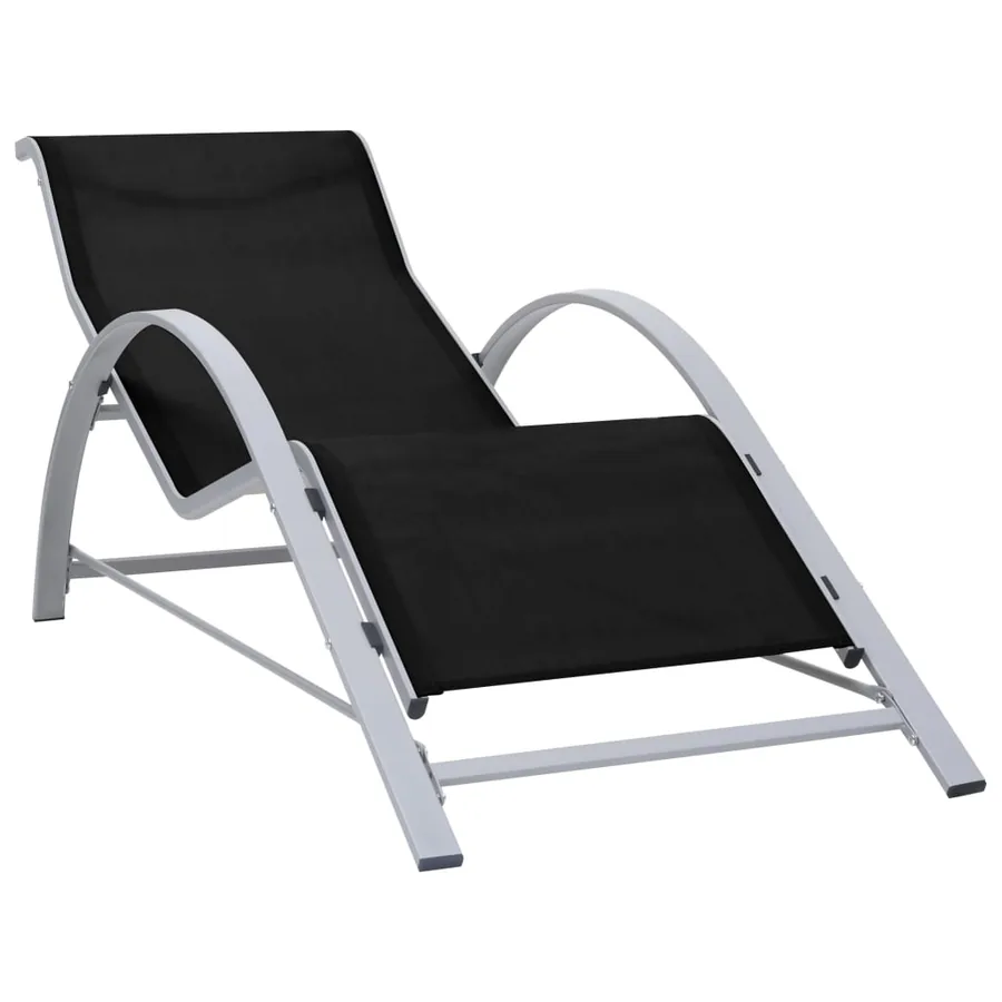 Chaises longues lot de 2 avec table aluminium noir - 4