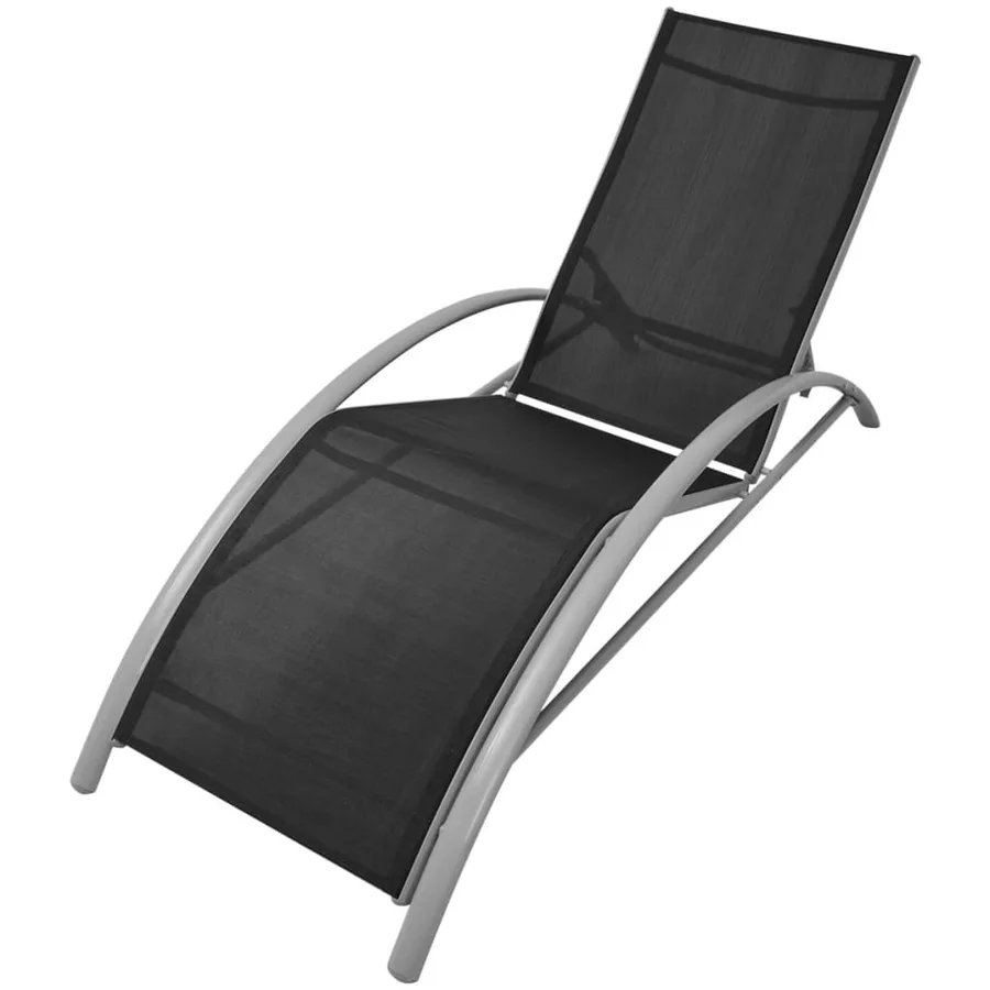 Chaises longues lot de 2 avec table aluminium noir - 43