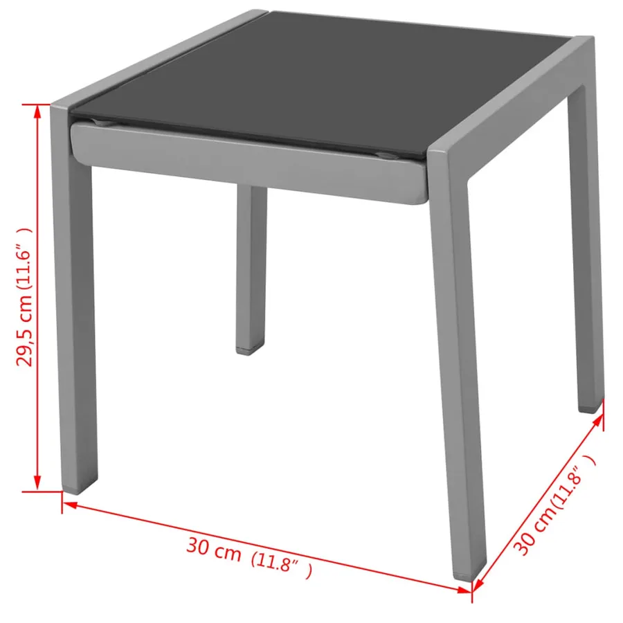 Chaises longues lot de 2 avec table aluminium noir - 47