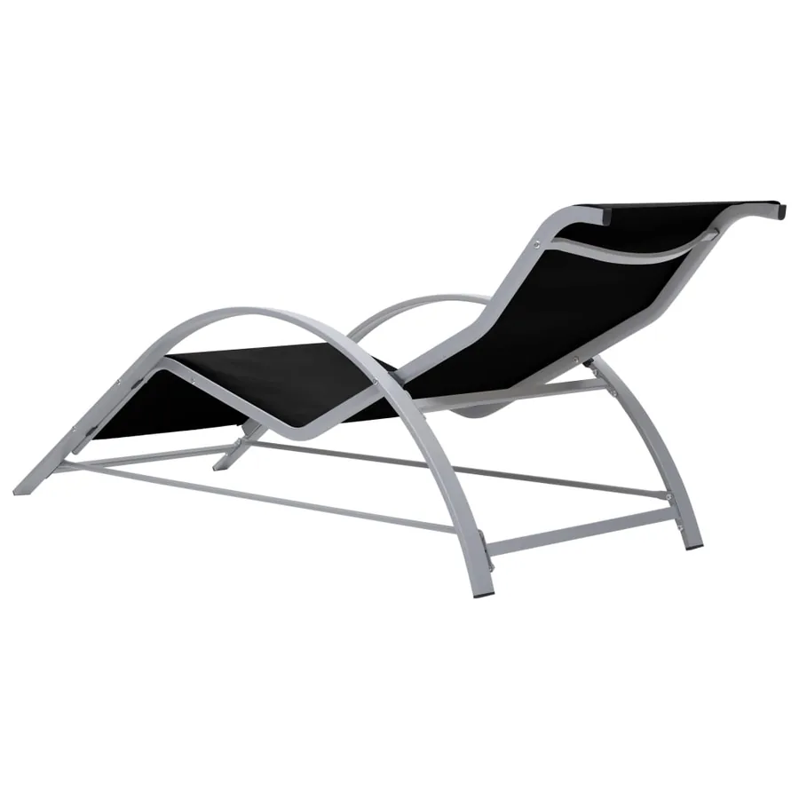 Chaises longues lot de 2 avec table aluminium noir - 6
