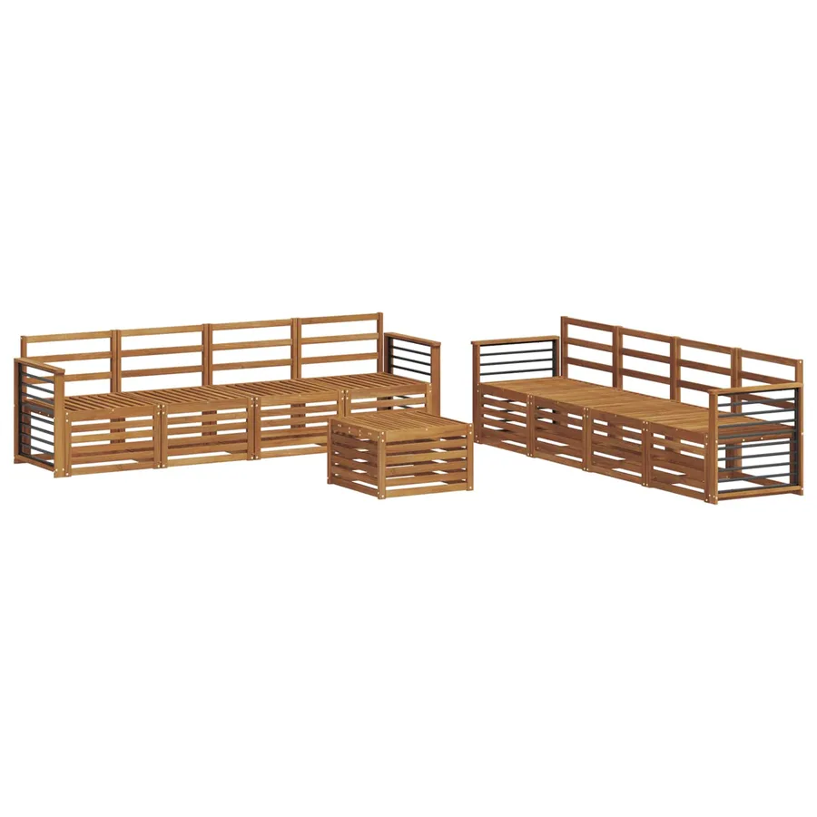 Ensembles de canapés 9 pcs Naturel Bois d'Acacia Massif - 2