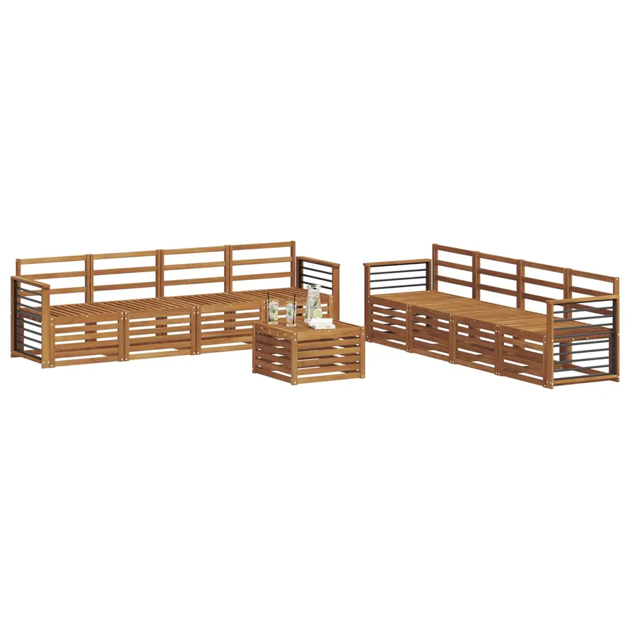 Ensembles de canapés 9 pcs Naturel Bois d'Acacia Massif - 3