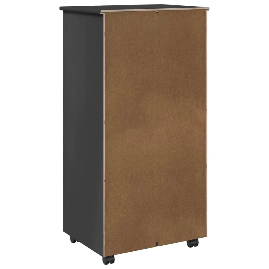 Cabinet roulant Gris 53 x 39 x 103 cm Bois de Pin Massif - 7