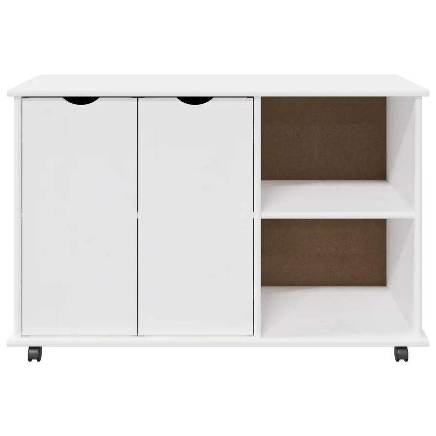 Cabinet roulant Blanc 100 x 39 x 65,5 cm Bois de Pin Massif - 5
