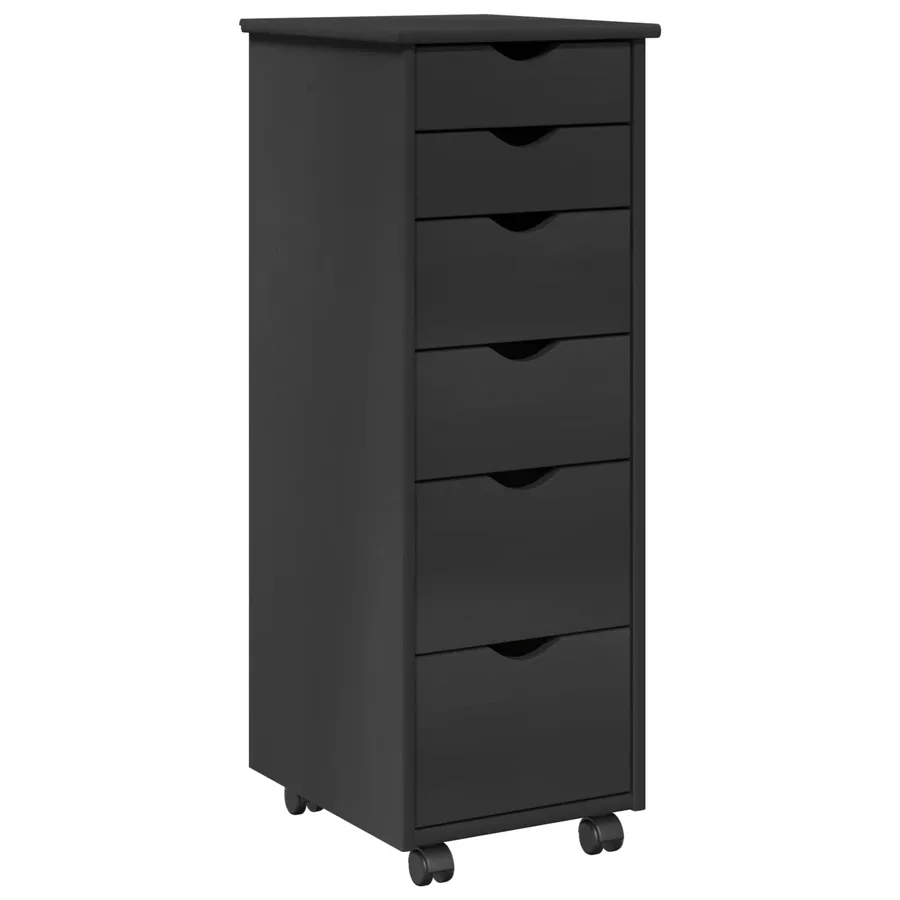 Cabinet roulant Gris 34 x 39 x 93,5 cm Bois de Pin Massif - 2