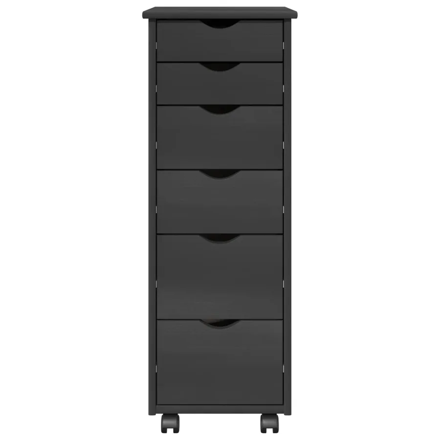 Cabinet roulant Gris 34 x 39 x 93,5 cm Bois de Pin Massif - 5