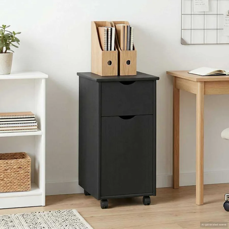 Cabinet roulant Gris 34 x 39 x 65,5 cm Bois de Pin Massif
