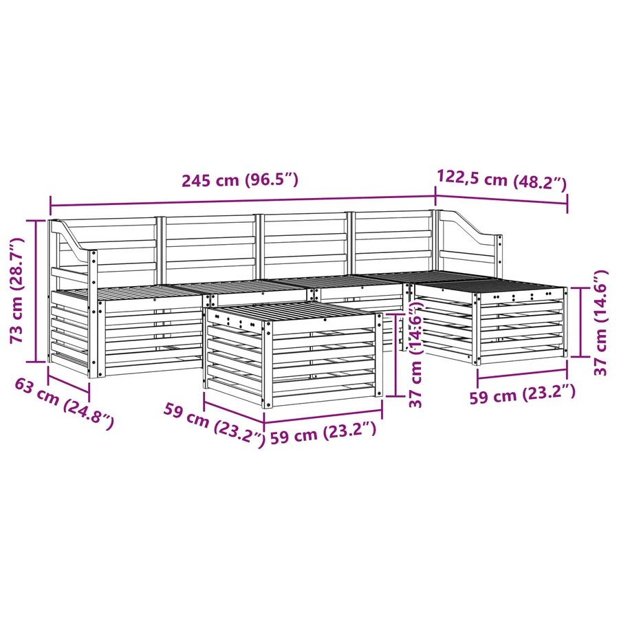 Ensemble de canapés d'extérieur 6 pcs Naturel - 8