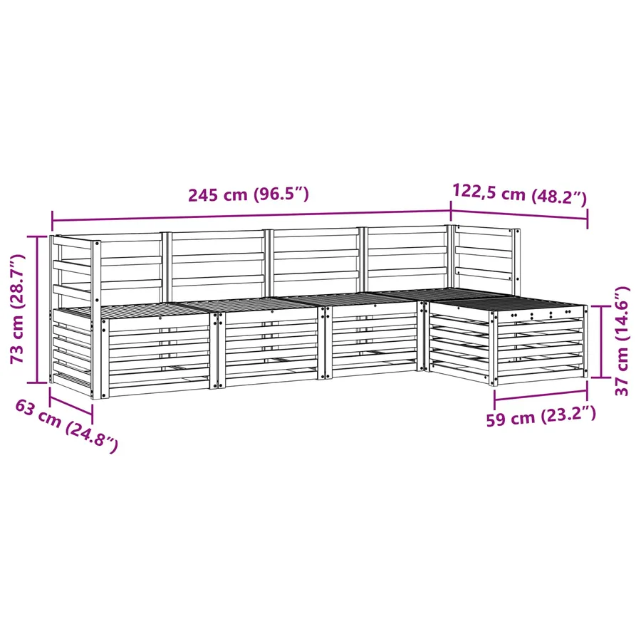Ensemble de canapés d'extérieur 5 pcs Naturel - 8