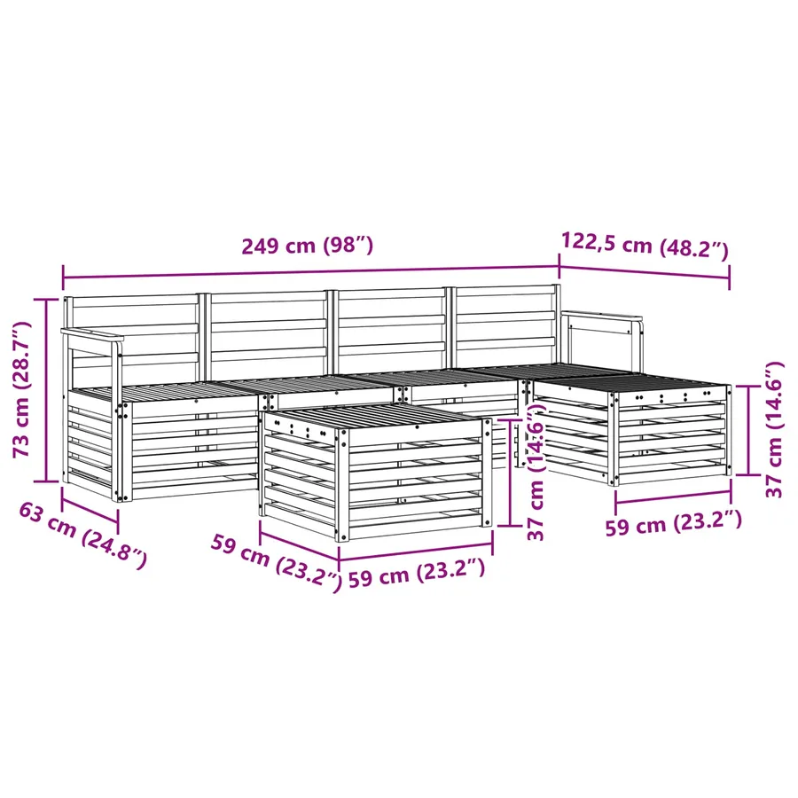Ensemble de canapés d'extérieur 6 pcs Naturel - 8