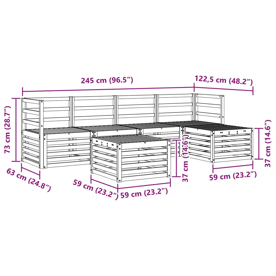 Ensemble de canapés d'extérieur 6 pcs Naturel - 10