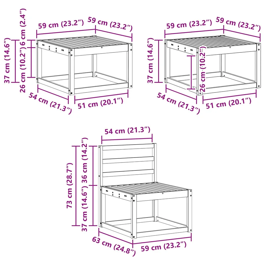 Ensemble de canapés d'extérieur 6 pcs Naturel - 11