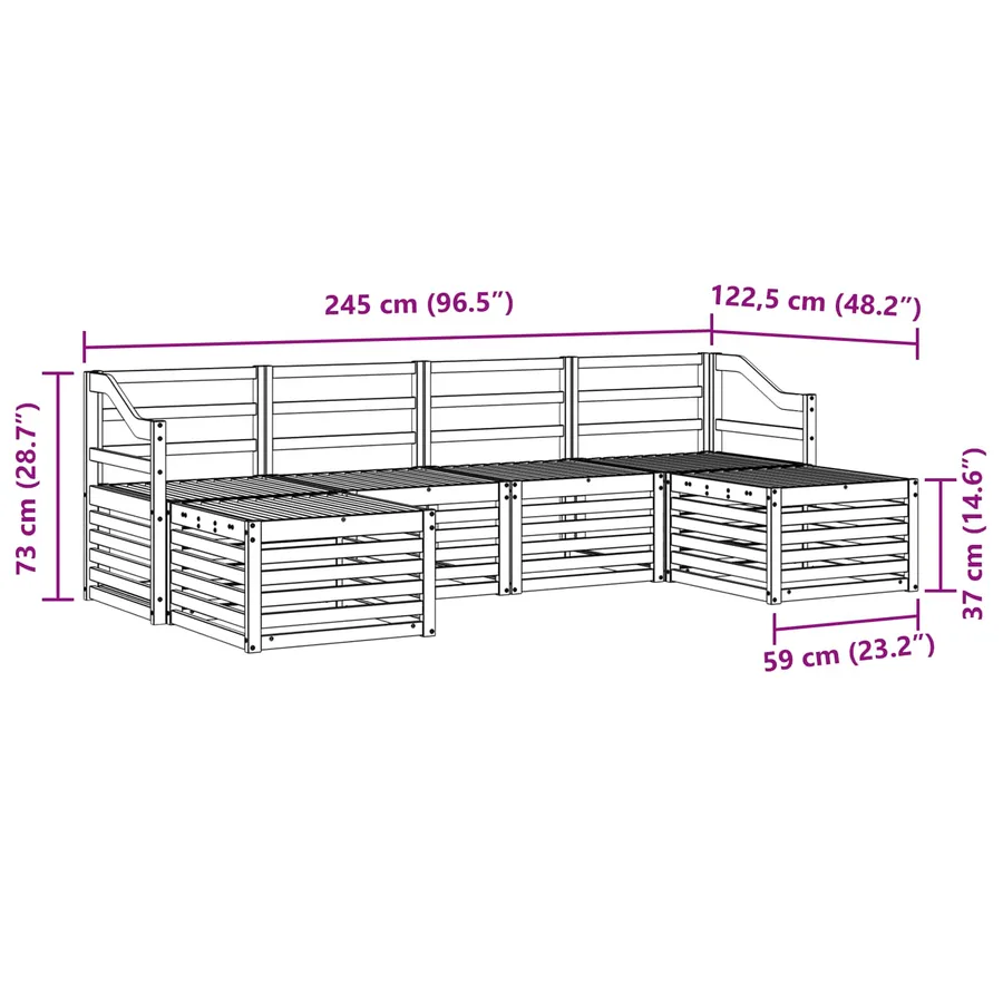 Ensembles de canapés 6 pcs Naturel Bois d'Acacia Massif - 8