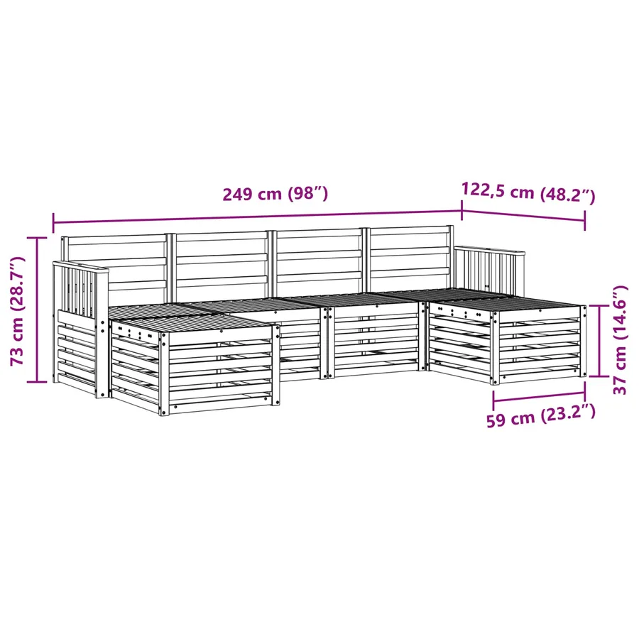 Ensembles de canapés 6 pcs Naturel Bois d'Acacia Massif - 8