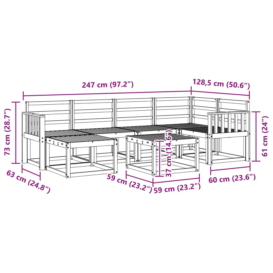 Ensemble de canapés d'extérieur 7 pcs Naturel - 11
