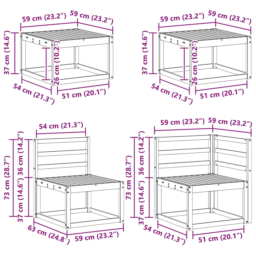 Ensemble de canapés d'extérieur 7 pcs Naturel - 12
