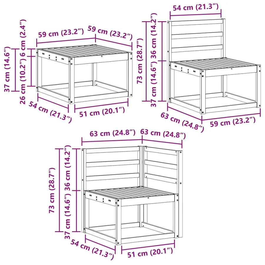 Ensemble de canapés d'extérieur 6 pcs Naturel - 10