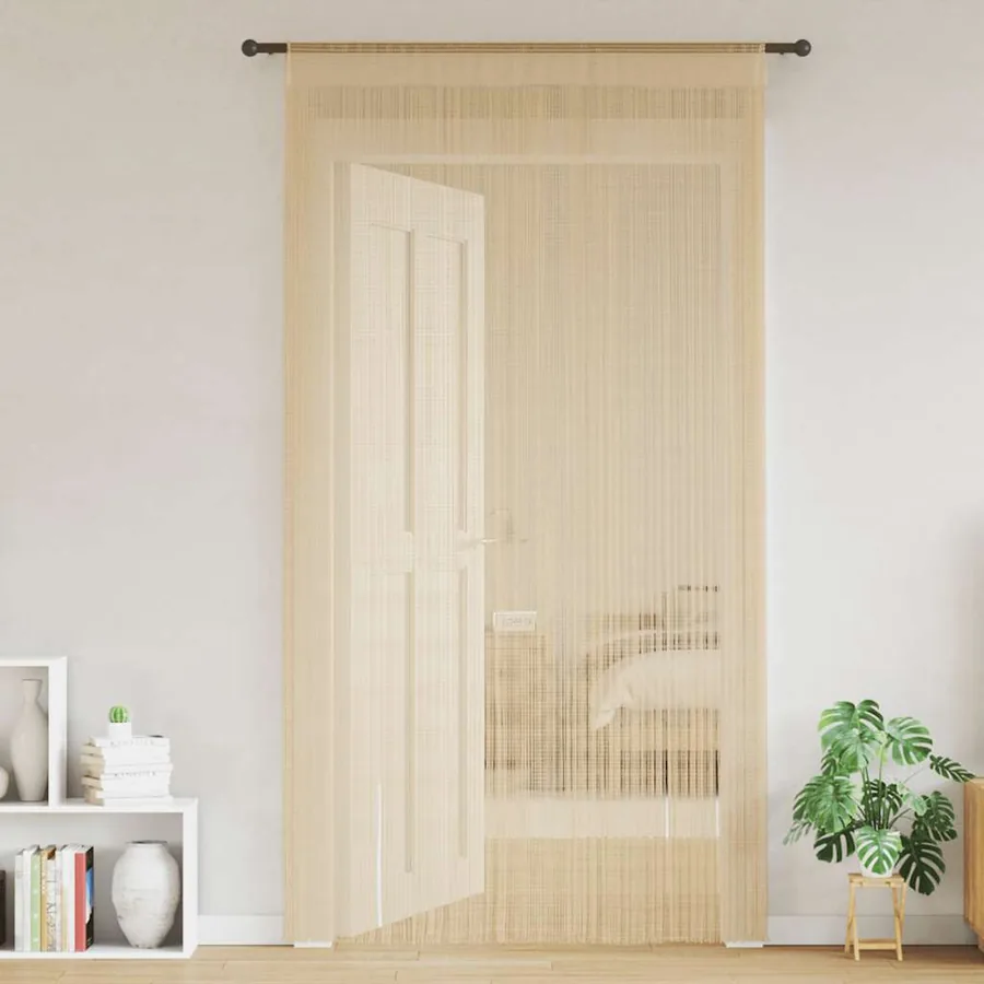 Rideau en fils 2 pcs 100 x 250 cm Beige - 2