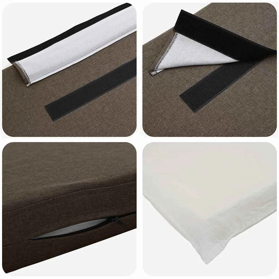 Tête de lit capitonnée Marron et Taupe 90 cm Pin massif - 7