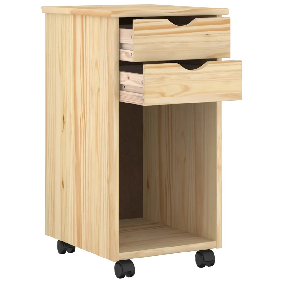 Cabinet roulant Marron 34 x 39 x 65,5 cm Pin massif - 3