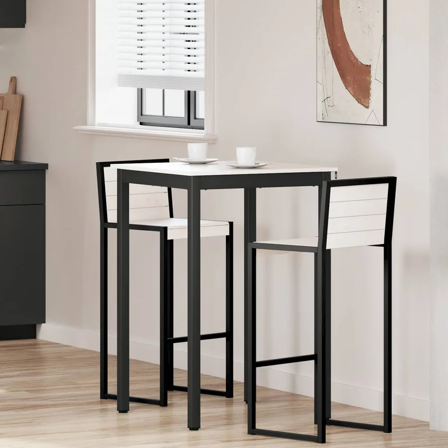 Table de bar Blanc 70 x 70 x 105 cm Bois de pin massif