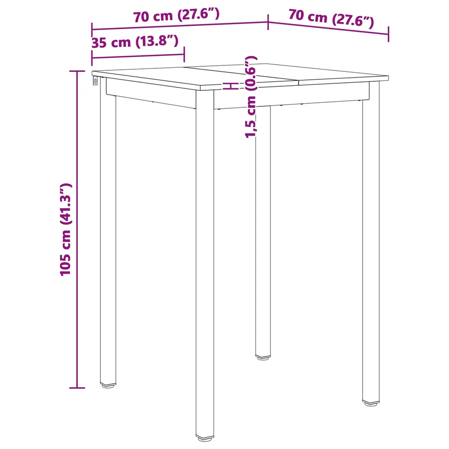Table de bar Blanc 70 x 70 x 105 cm Bois de pin massif - 11