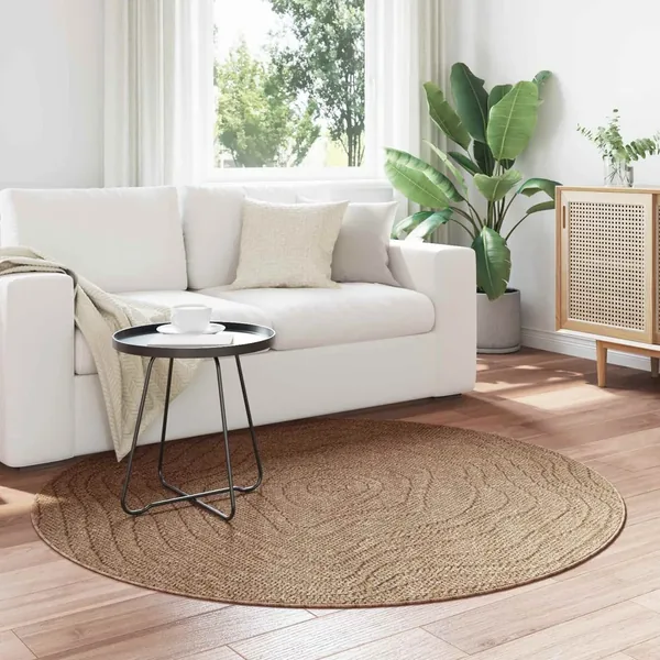 Tapis de surface Rond Moiré AGIRA Naturel Ø 120 CM Polyester