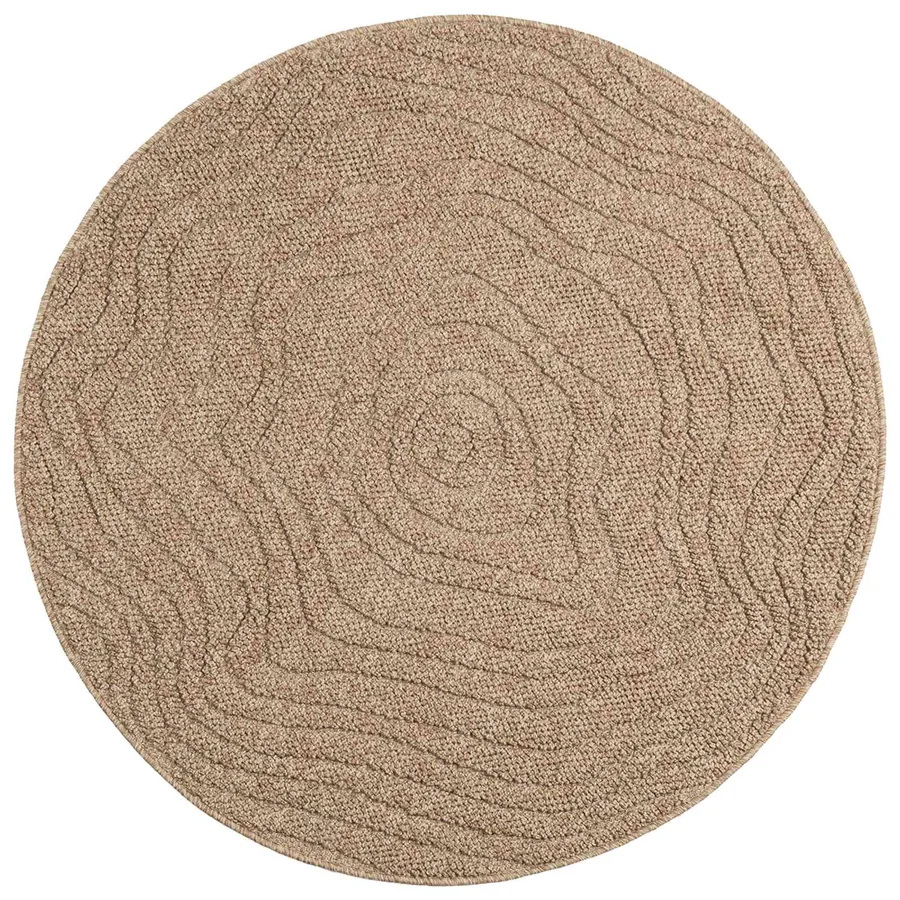 Tapis de surface Rond Moiré AGIRA Naturel Ø 120 CM Polyester - 2