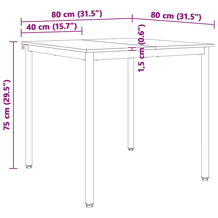 Table de salle à manger / Table de repas Blanc 80 x 80 x 75 cm - 11